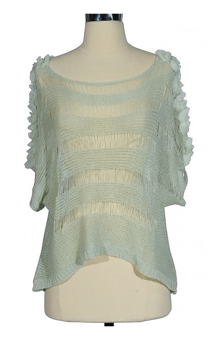 Sheer Open-Knit Sweater in Mint